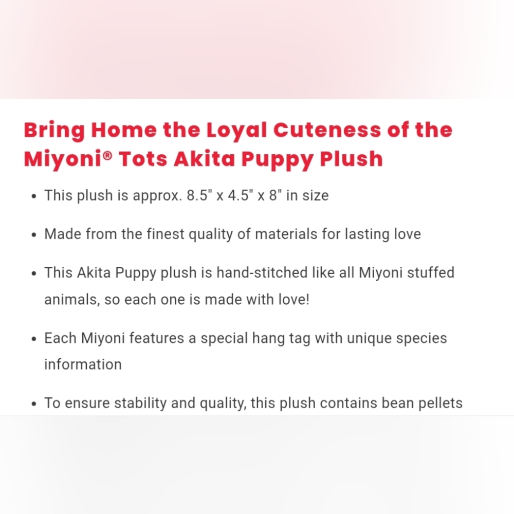 Miyoni Akita Pup ✨NWT✨ Realistic Soft Plush - Picture 4 of 9